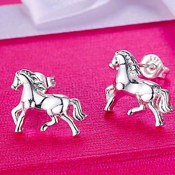 Sterling Silver Horse Necklace Earrings Set HorseBit, Snaffle, D Ring Charm - Picture 9 of 11